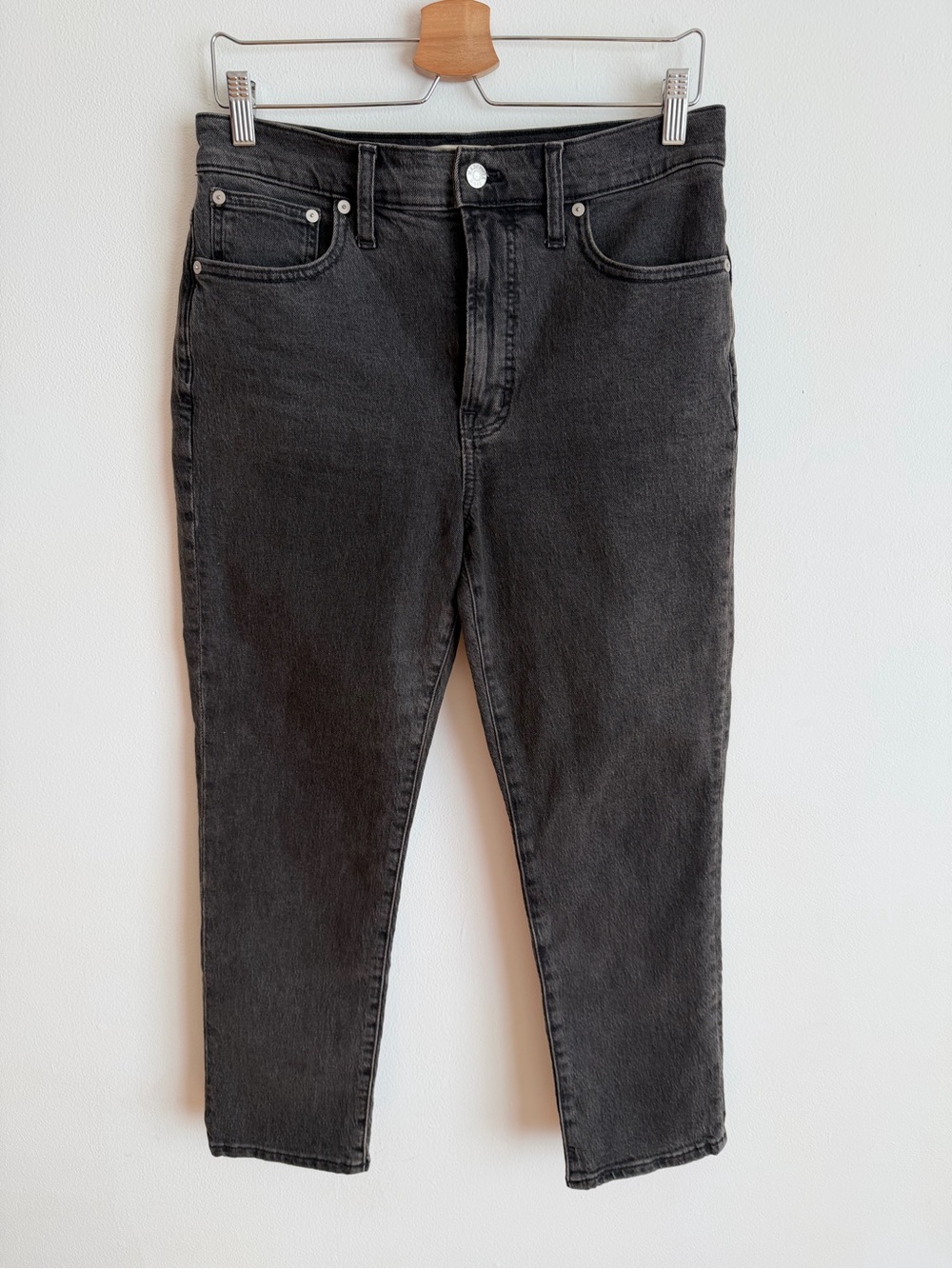Madewell The Perfect Vintage Jean High Rise Tapered Faded Black Denim 28P Petite